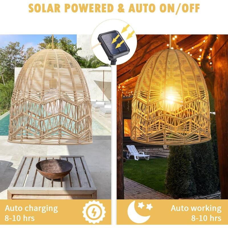 Dimmable hanging light matte pendant light plastic rattan lantern light