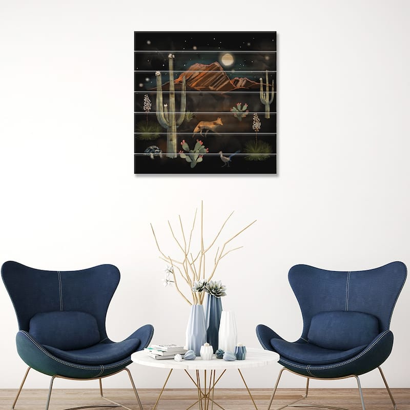 Desert Dwellers Print On Wood by Thomas Little - Multi-Color