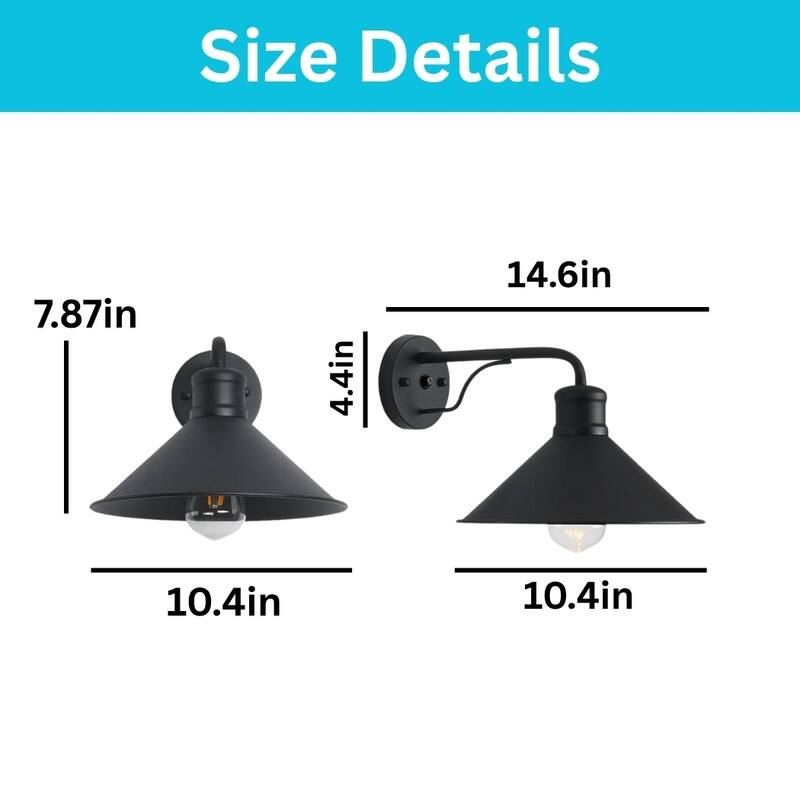 2 Pack lighting fixture black bulb light metal wall light