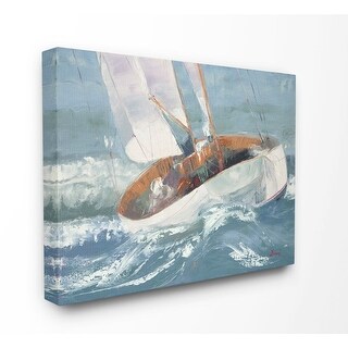 Stupell Sailboat Sea Slopes Ocean Blue Brown Beach Painting Canvas Wall ...