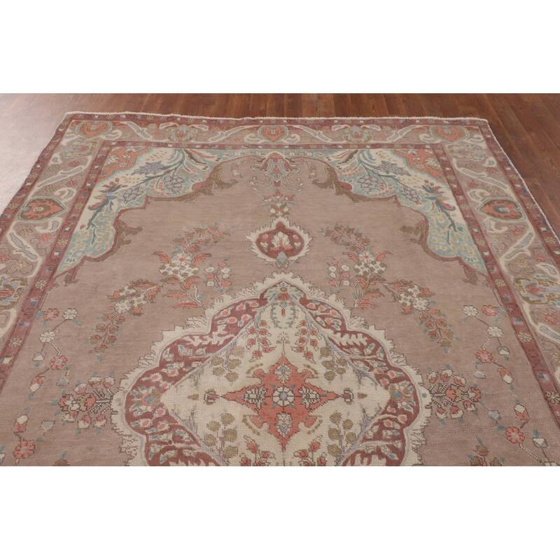Tabriz Persian Vintage Area Rug Handmade Floral Wool Carpet - 6'4" x 9'11"