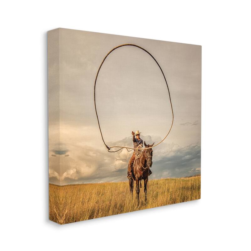 Stupell Cowboy Throwing Lasso Canvas Wall Art Design by PBurchettePhoto