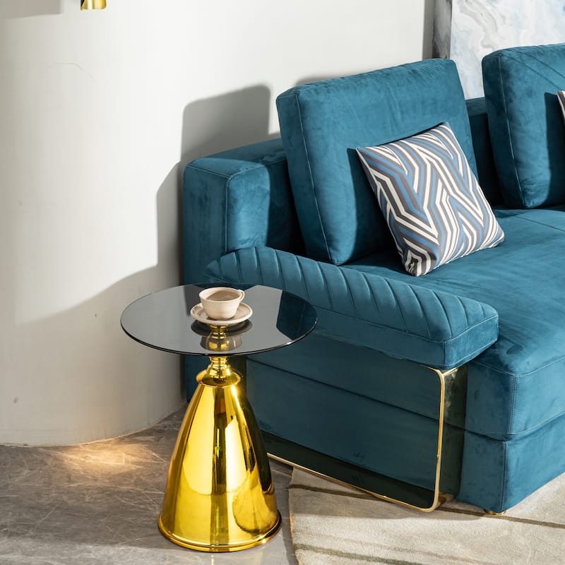 Modern Coffee Table Simple Coffee Table Stylish Side Table with Tempered Glass Table Top, for Living Room