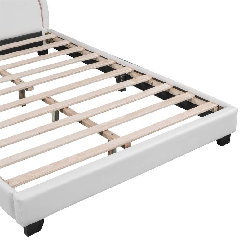 Merax Upholstered Leather Platform Bed with Rabbit Ornament