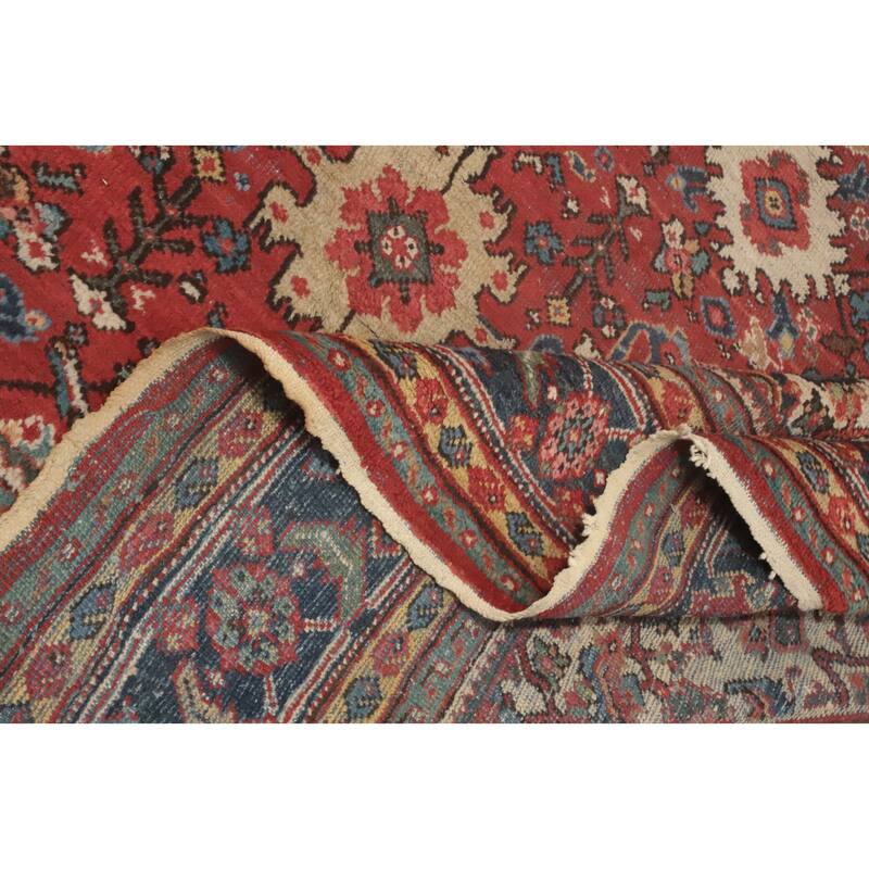 Hand Knotted Oriental 100% Wool Carpet Traditional Floral Red Mahal Area Rug - 12' 0'' X 8' 11''