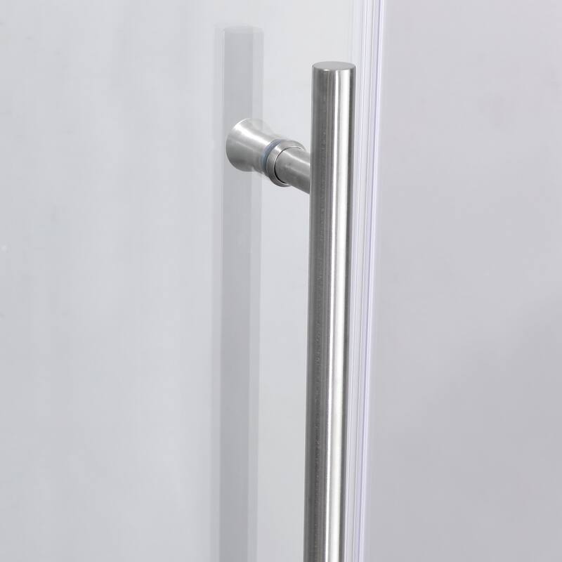 56-60 in. W x 76 in. H Sliding Frameless Shower Door in Brushed Nickel Finish with Clear Glass - 60" x 76"