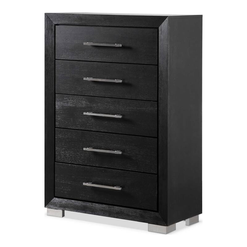 Furniture of America Alaric Modern 3-Piece Black Wood Chest and 2-Nightstand Bedroom Set