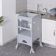 preview thumbnail 15 of 25, Qaba Kids Step Stool Folding Design, Bed Step Stool - 22" L x 22" W x 36.5" H Grey