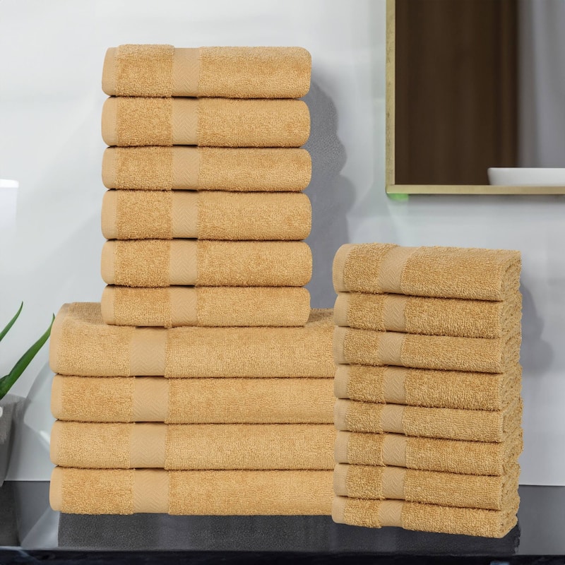 Superior Franklin Cotton Lightweight 18-Piece Assorted Towel Set - Gold