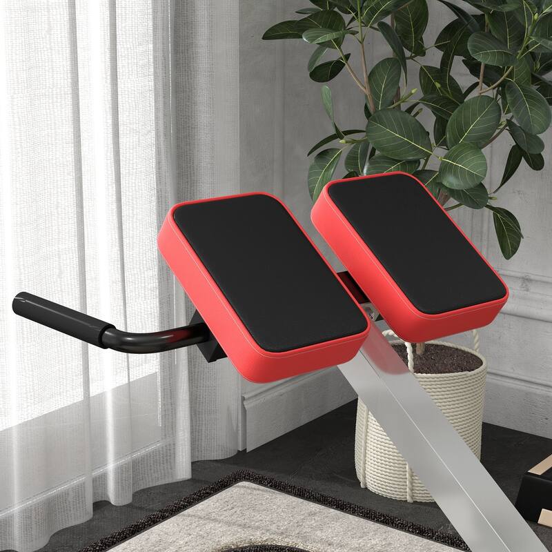 Soozier Hyperextension Bench, Height Adjustable Roman Chair with Dip Bars, Multi-Functional for Back, Core