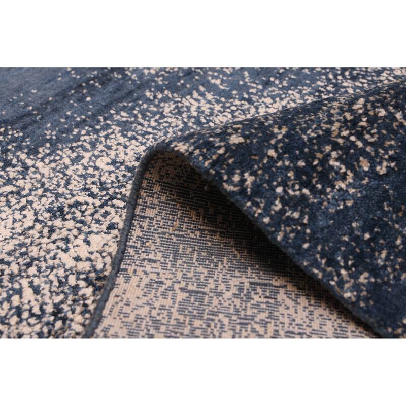 ECARPETGALLERY Hand Loomed Elysian Beige, Dark Navy Rug - 7'10 x 9'11