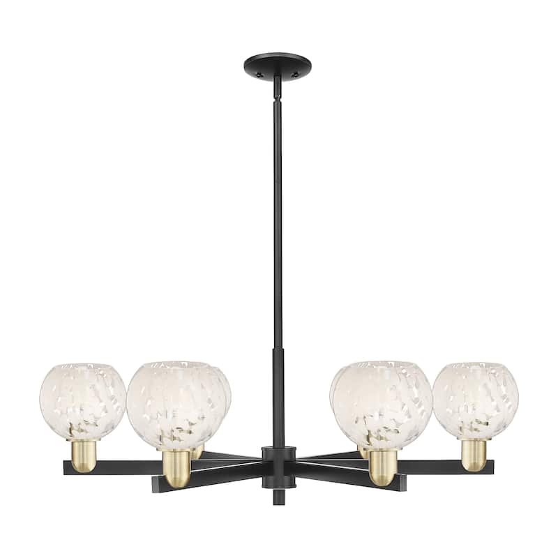 Innovations Lighting Endless Possibilities Arcadia - White Mouchette - 6 Light 36" Stem Hung Chandelier - Black Antique Brass