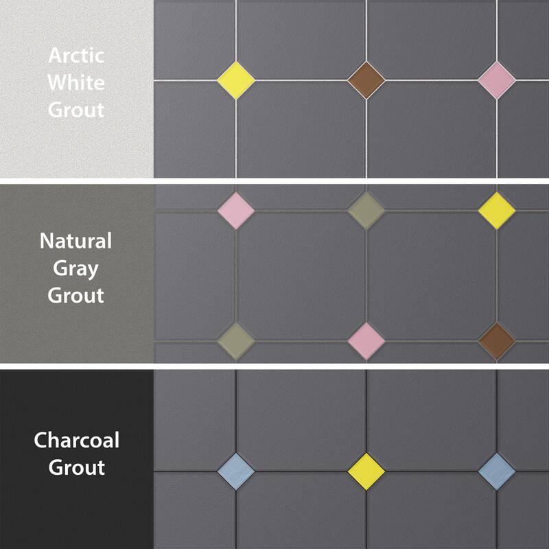 Merola Tile Vaudeville Octagon Antracita with Taco Multi 7-7/8" x 7-7/8" Porcelain Floor and Wall Tile