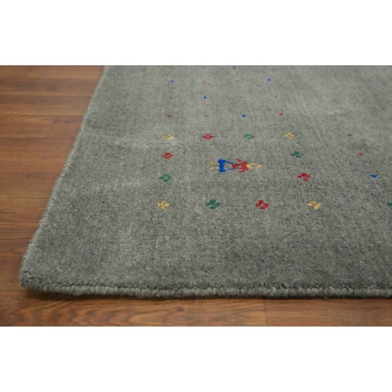 Hand Knotted Oriental 100% Wool Carpet Tribal Tribal Greys & Charcoal Gabbeh Area Rug - 12' 1'' X 9' 1''