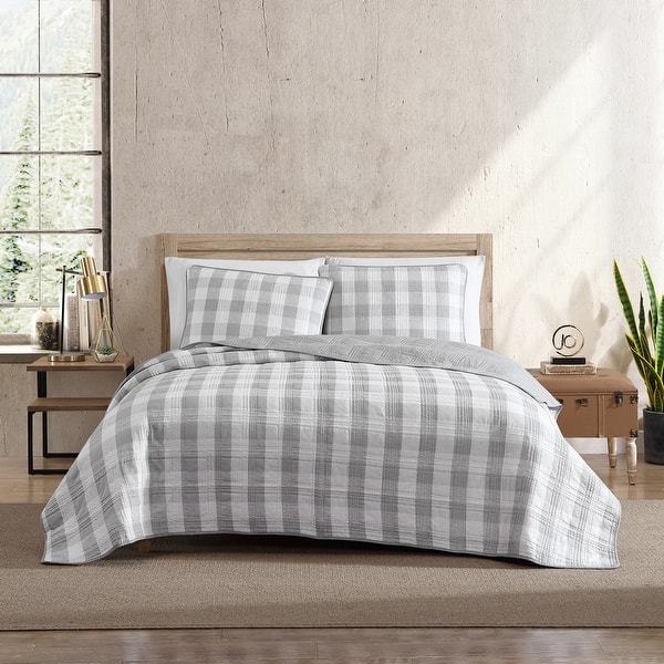 slide 2 of 10, Eddie Bauer Lakehouse Cotton Reversible Grey Quilt Set