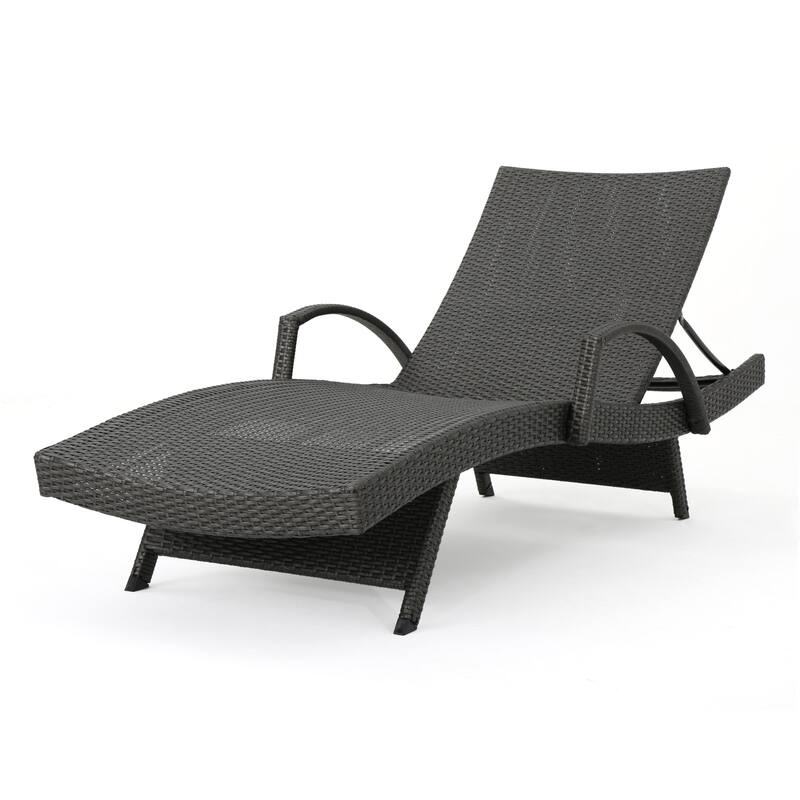 Roomfitters Salem Outdoor Wicker Chaise Lounge with Armrests, Stackable Patio Recliner, Set of 2