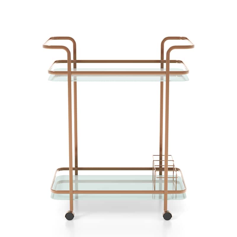 Reinhardt Modern Gold Metal 2-Shelf Serving Cart by Strick & Bolton