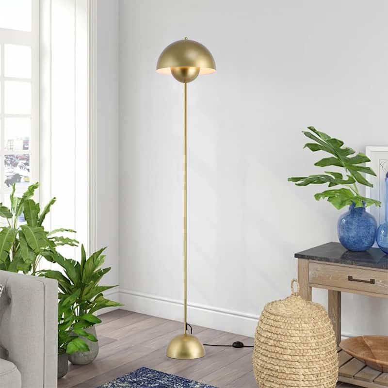 Industrial Metal Shade White/Black/Gold Floor Lamp with Foot Switch Modern Tall Standing Lamp for Living Room
