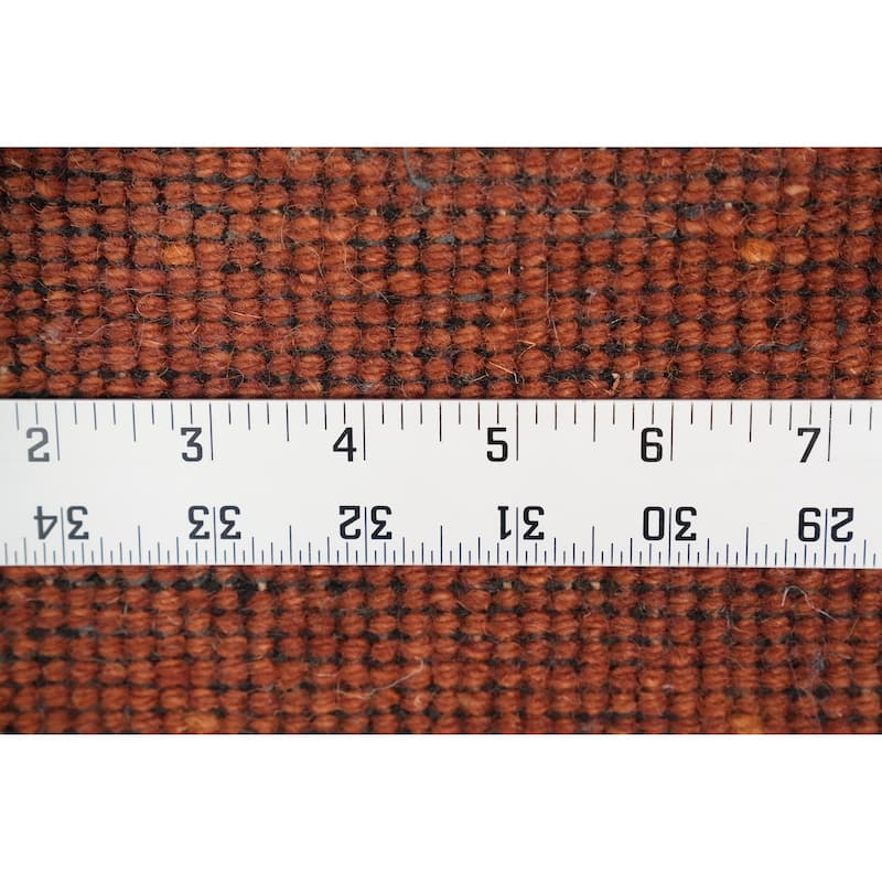 Hand Knotted Oriental 100% Wool Carpet Modern Stripe Oranges & Rust Gabbeh Area Rug - 4' 5'' X 2' 4''