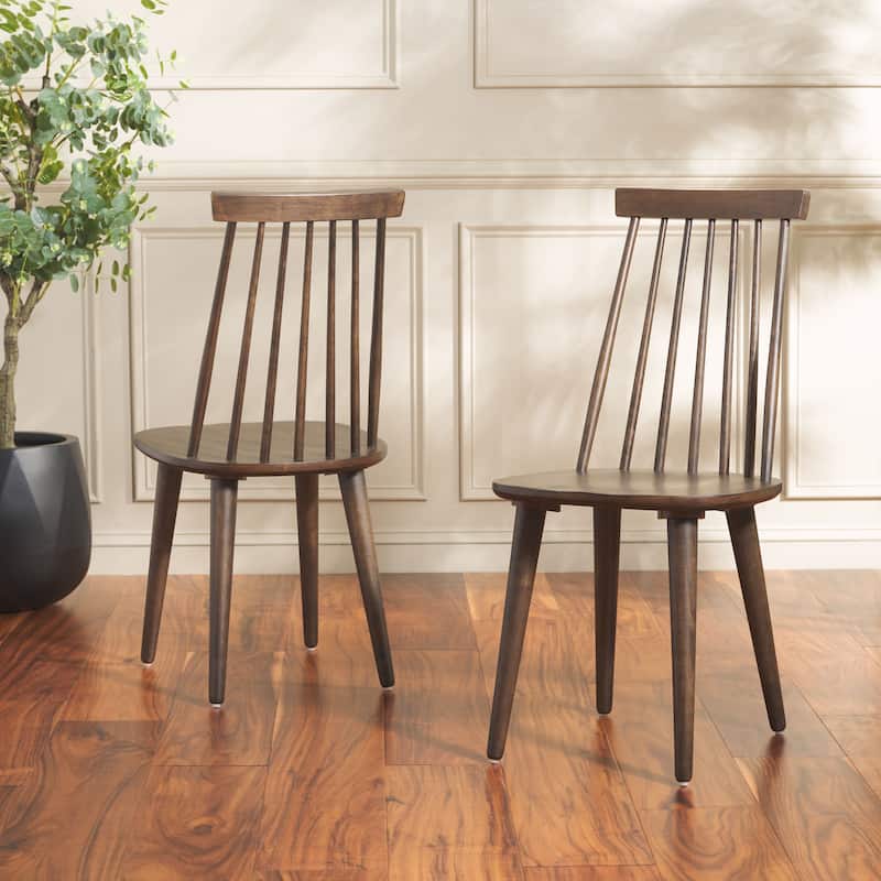 SAFAVIEH Home Burris 18-inch Side Chair [SET of 2] - 17"W x 21"D x 36"H - Dark Walnut