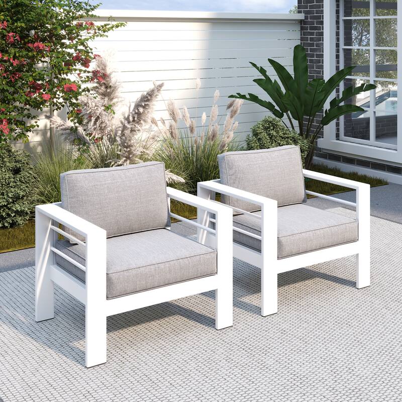 Royalcraft 2 PCS Aluminum Outdoor Armchair - White