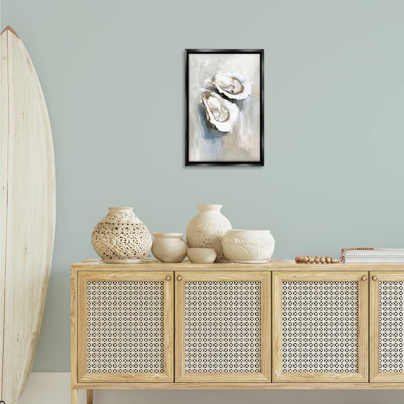 Stupell Two Oysters Seashell Mirage Framed Floater Canvas Wall Art Design By Ramona Murdock