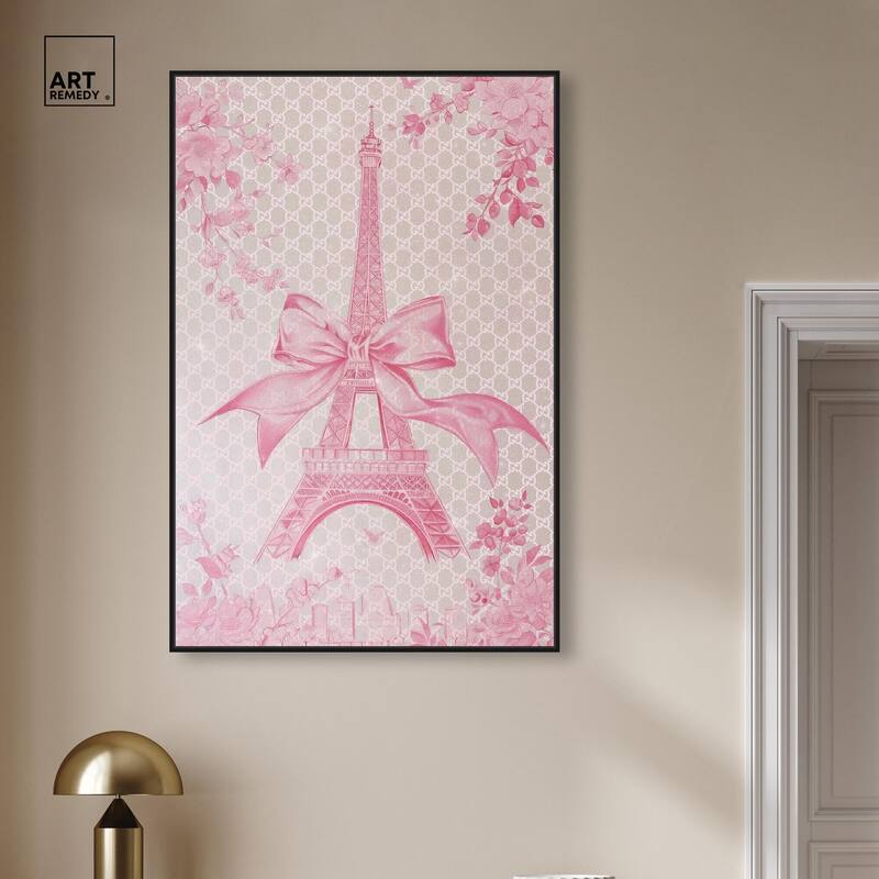 Ribbon Eiffel Tower Canvas by Art Remedy