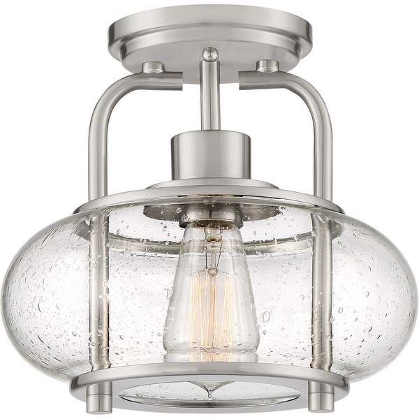 slide 2 of 2, Trilogy 1-Light Semi-Flush Mount in Brushed Nickel Brushed Nickel