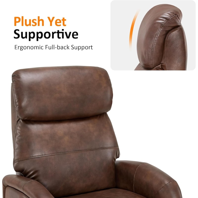 MCombo Dual Motor Power Recliner Chair for Adults, Modern Faux Leather Electric Swivel Recliner with USB Charging