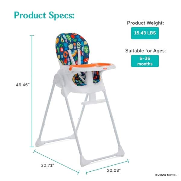 dimension image slide 2 of 3, Fisher Price Tiny Bites Highchair by Dream On Me