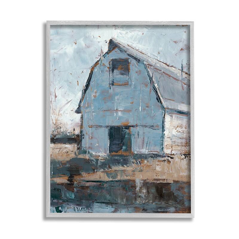 Stupell Abstract Distressed White Barn Farm Architecture Framed Giclee Texturized Art by Ethan Harper - 11 x 14 - Grey