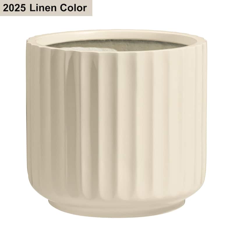 DreamPatio Garland Fiberstone Planter - 11.5"diax10.5"H - Linen