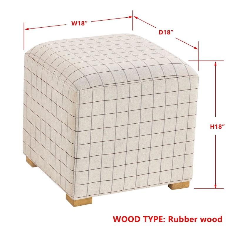 Posh Upholstered Ottoman, Brown Check