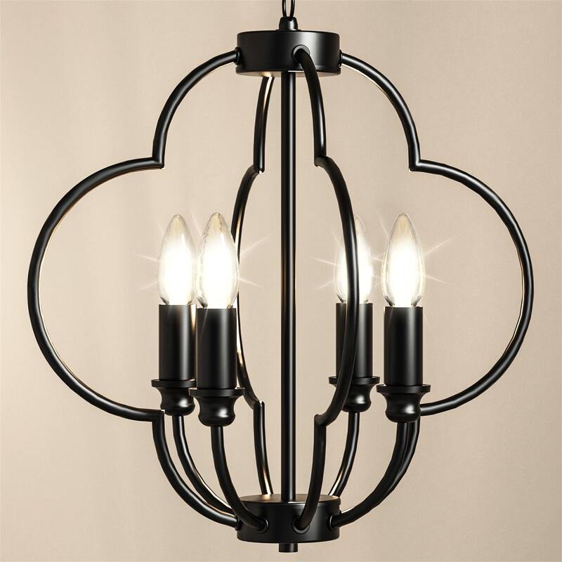 Farmhouse Oval Candle Chandelier Light - Black