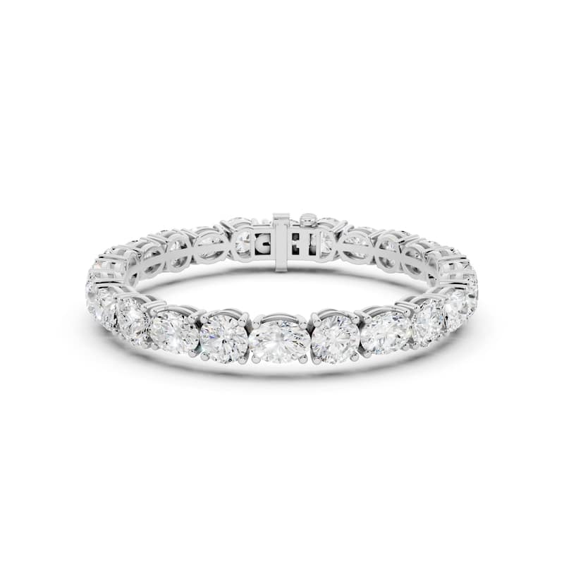 Auriya 14K Gold Lab Grown Alternating Round and Oval Tennis Bracelet 15 1/2ct. tw. (F-G VS) - N/A - White