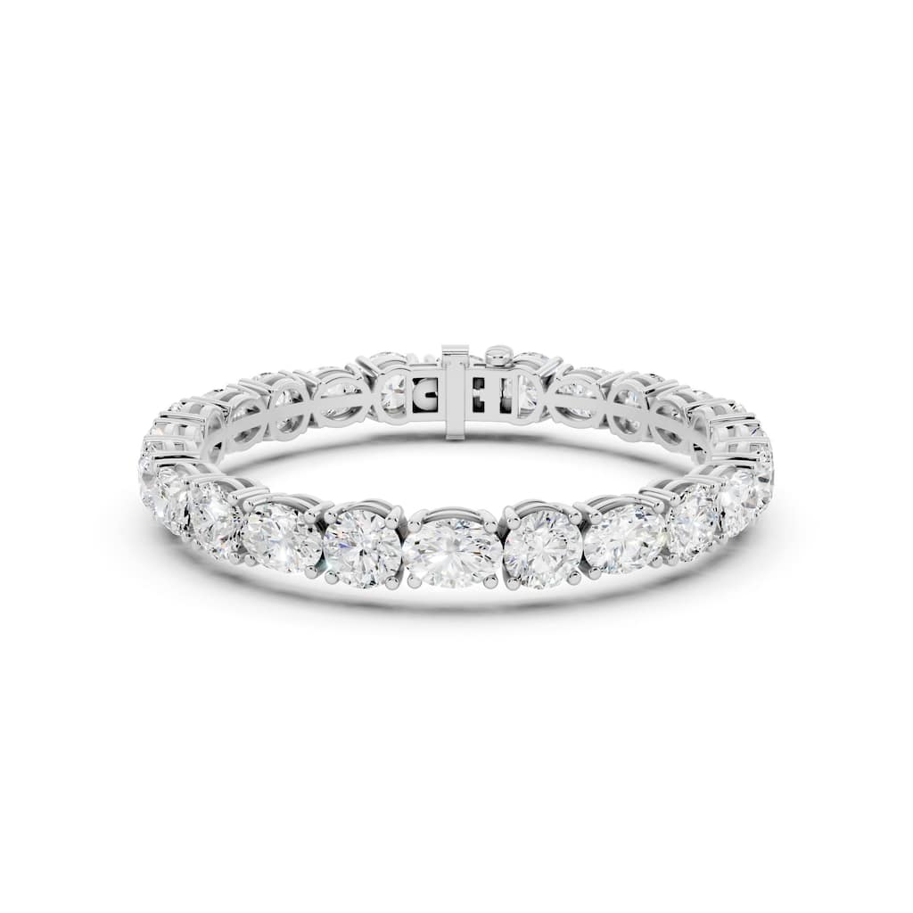 Auriya 14K Gold Lab Grown Alternating Round and Oval Tennis Bracelet 15 1/2ct. tw. (F-G VS) - N/A