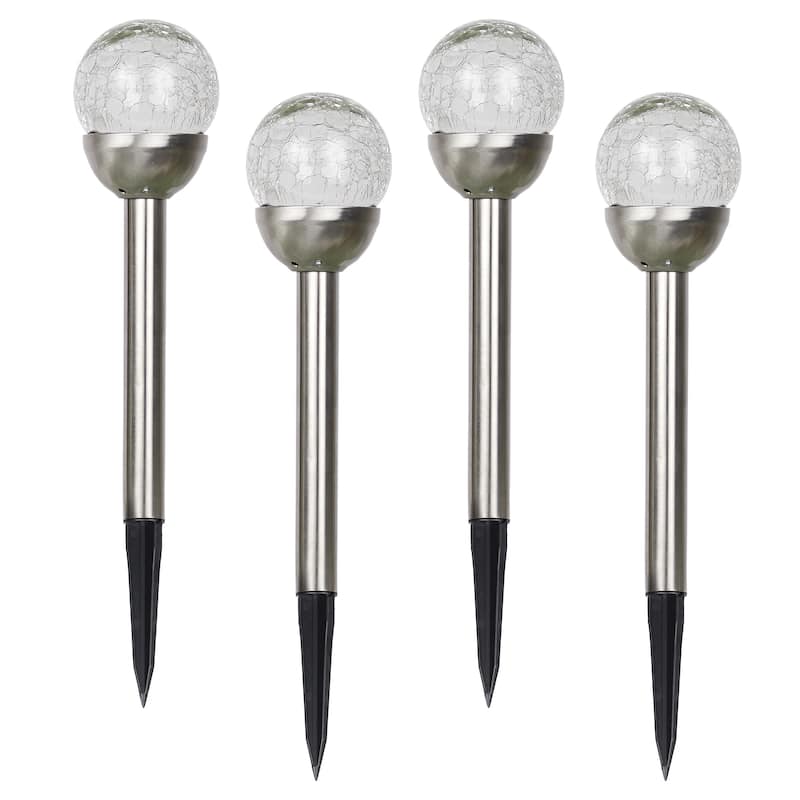 Alpine Corporation Solar Glass Ball Stake Color Change Warm White LED