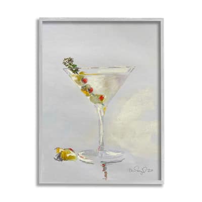 Stupell Olive Martini Glass Cocktail Bar Classic Style Framed Wall Art - Green