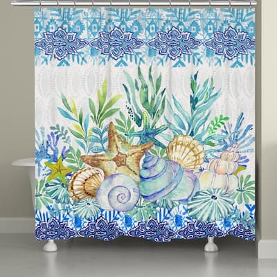 Blue Coastal Essence Shower Curtain