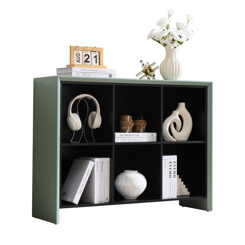 Ethan Contemporary Wood 6-Shelf Bookcase with Open Cubby Storage