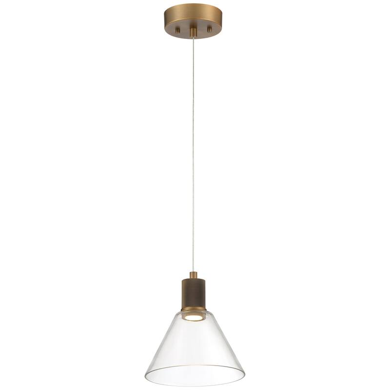 Access Lighting Port Nine Martini LED Pendant - Dedicated LED - Antique Brushed Brass/Clear Glass