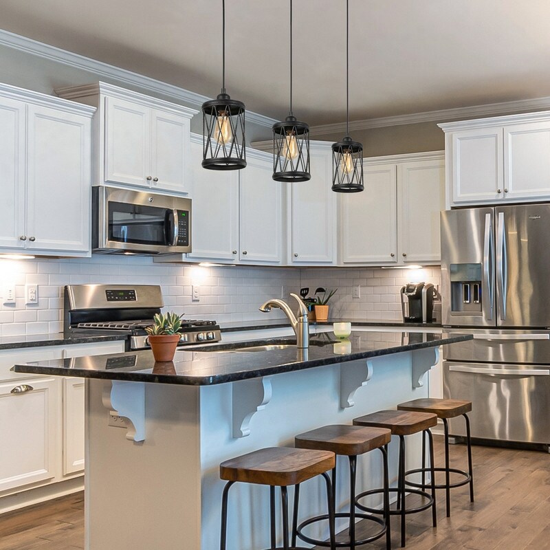 Modern Farmhouse 1-Light Black Industrial Mini Pendant Lights for Kitchen  Island - 6''D x 11''H