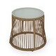 preview thumbnail 5 of 6, Russell Outdoor Wicker Side Table with Glass Top by Christopher Knight Home - 18.75" L x 18.75" W x 16.25" H
