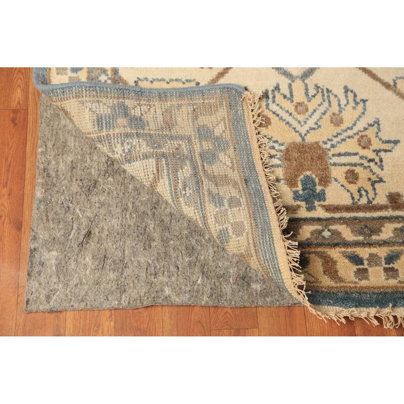 All-Over Blue & Ivory Oushak Indian Large Rug Hand-Knotted Wool Carpet - 13'1"x 20'7"