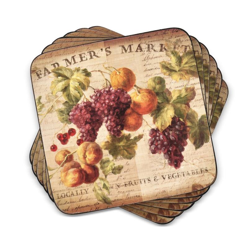 Pimpernel Set of 6 Abundant Fall Coasters - 4 Inches Sq. - 4 Inches Sq.