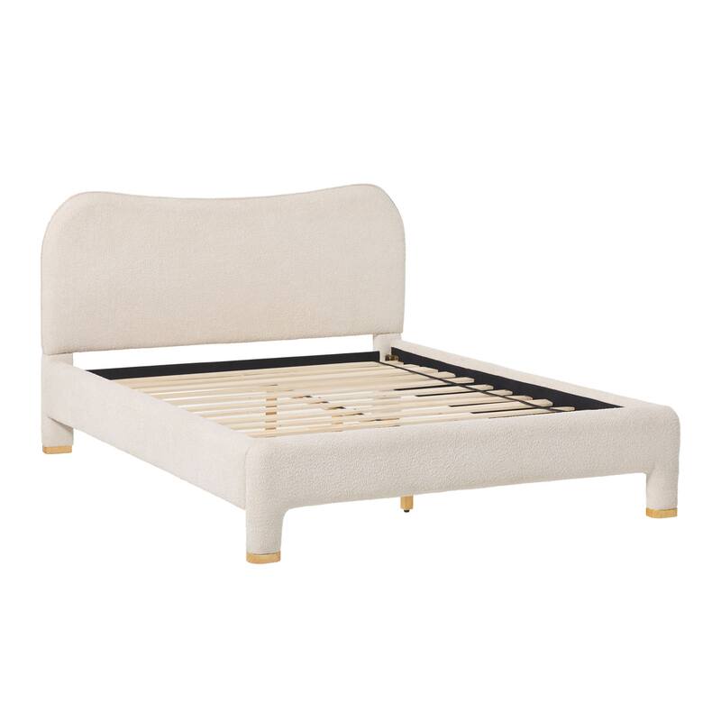 Walker Edison Modern Curved Upholstered Bed
