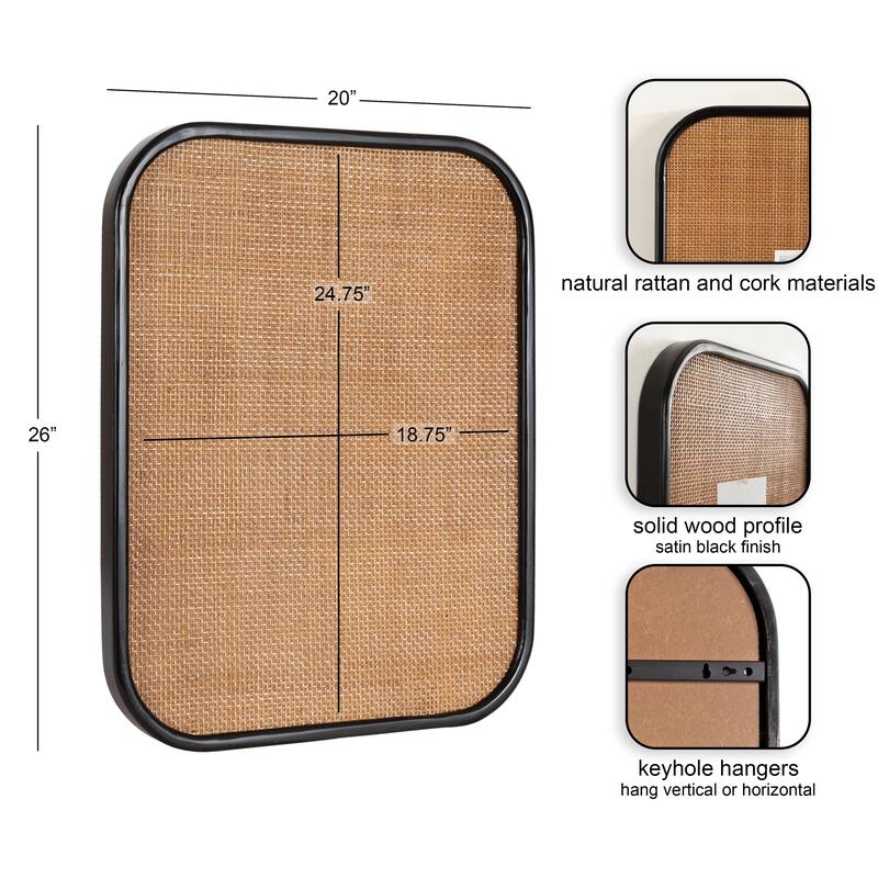 Kate and Laurel Planche Rattan Wall Pinboard