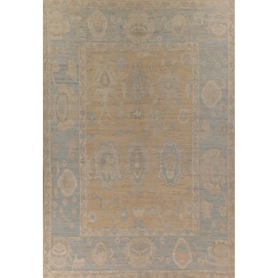 Vegetable Dye Oushak Turkish Large Area Rug Handmade Wool Carpet - 10'0" x 13'7"