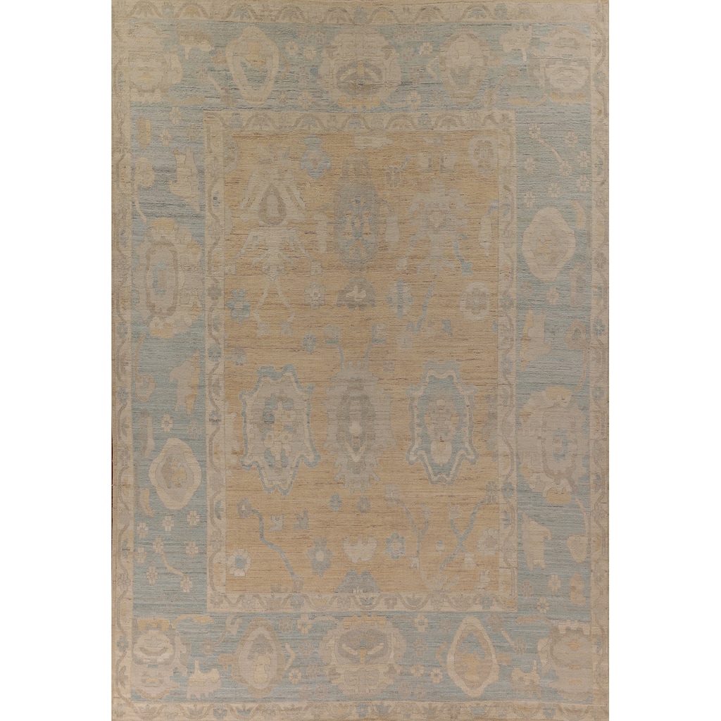 Vegetable Dye Oushak Turkish Large Area Rug Handmade Wool Carpet - 10'0" x 13'7"