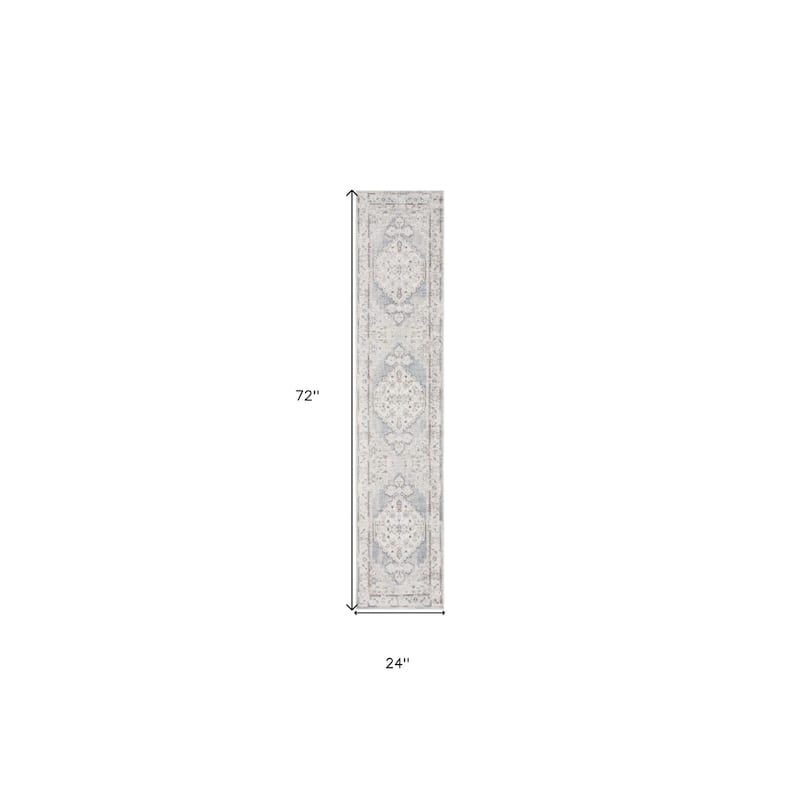 Power Loomed Distressed Low Pile Area Rug - 72' X '24' X '0.25